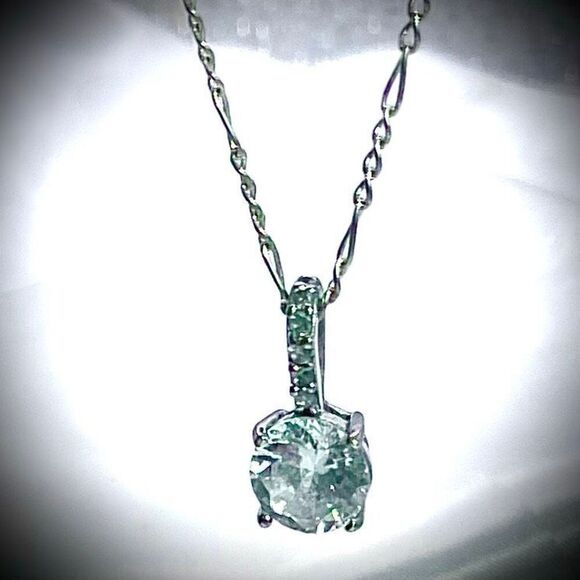 AFX# Sterling 925 Silver & Sim Diamond pendant - Picture 1 of 12